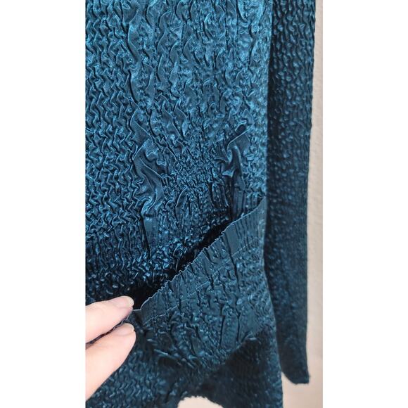 Chico's Traveler Striking Teal Crushed Short Blazer Jacket 2 Large New With Tags - Picture 5 of 7